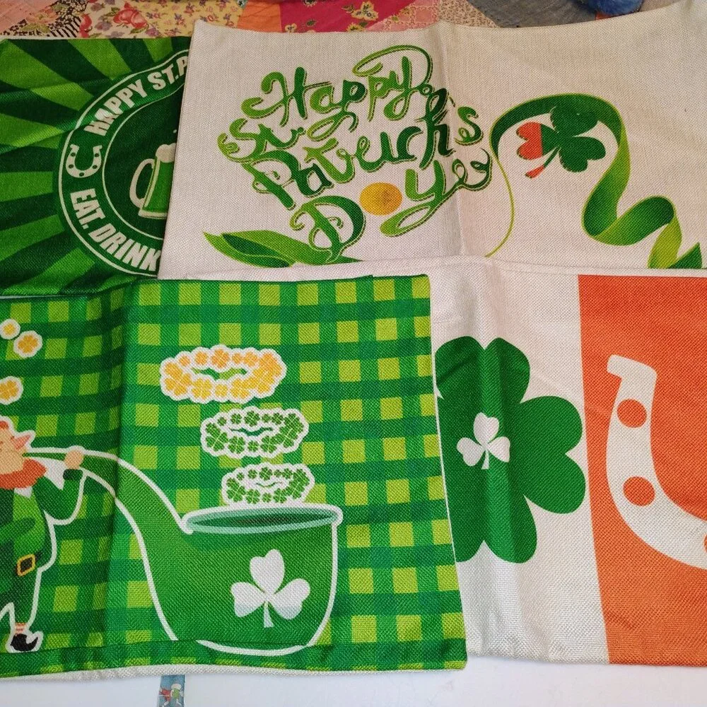 Set of four St. Patrick's pillow covers
